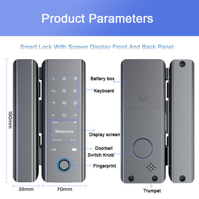 Tuya Smart Door Lock for Glass Doors with Easy Installation Fingerprint Unlock and APP Remote Control