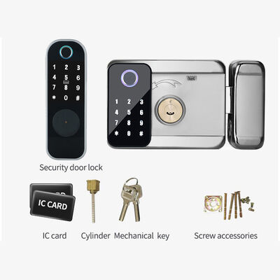 Hot Sale Smart Waterproof Rim Lock Tuya TTLock  Double-side Fingerprint Password IC Card Key Door Locks.