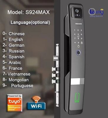 Digital 10 Languages 3D Face Tuya Wifi APP Lock Password Key Code Biometric Fingerprint Smart Automatic Lock
