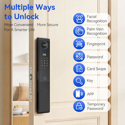 Tuya WiFi Visual Intercom Smart Door Lock with Palm Vein Recognition and 5000mAh Lithium Battery Fully Automatic Smart Digital Door Lock
