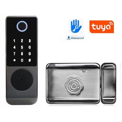 ওয়াটারপ্রুফ স্মার্ট ডোর লক Tuya TTlock ফিঙ্গারপ্রিন্ট কীলেস আইসি কার্ড ডিজিটাল ডোর লক