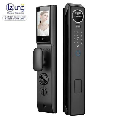 Qleung S959MAX ফেস বায়োমেট্রিক ভিডিও কলিং ফিঙ্গারপ্রিন্ট স্বীকৃতি কী কার্ড Tuya অ্যাপ সম্পূর্ণ স্বয়ংক্রিয় স্মার্ট দরজা লক