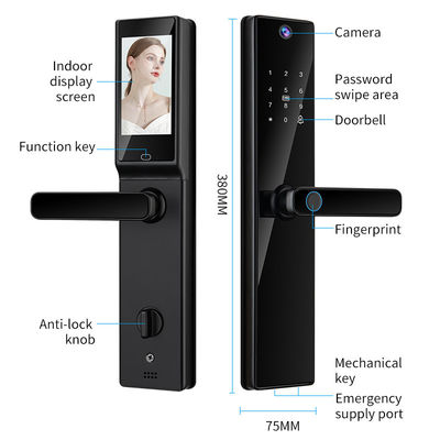 Qleung Tuya Wifi রিমোট কন্ট্রোল HD ক্যামেরা ভিডিও ইন্টারকম ফিঙ্গারপ্রিন্ট কার্ড কোড কী S819-2Max স্মার্ট হোম ডোর লক